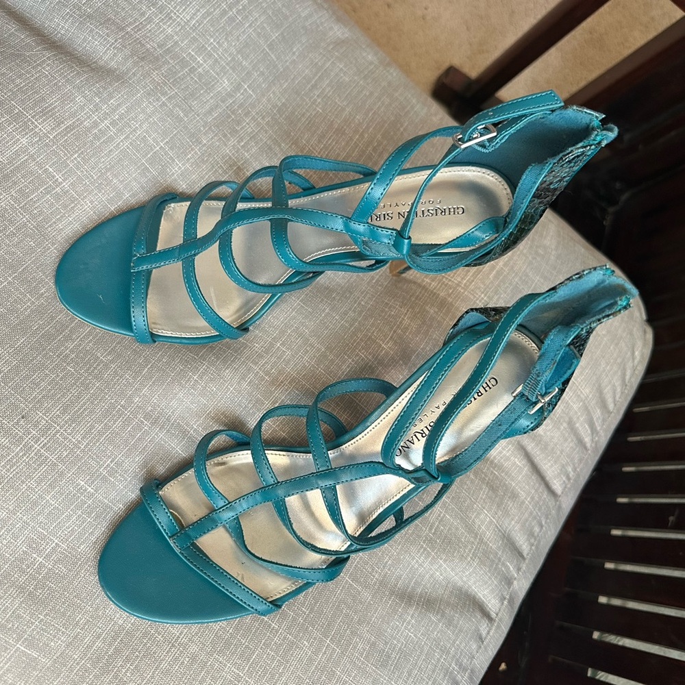 Christian Siriano Blue High Heel Strappy Sandals